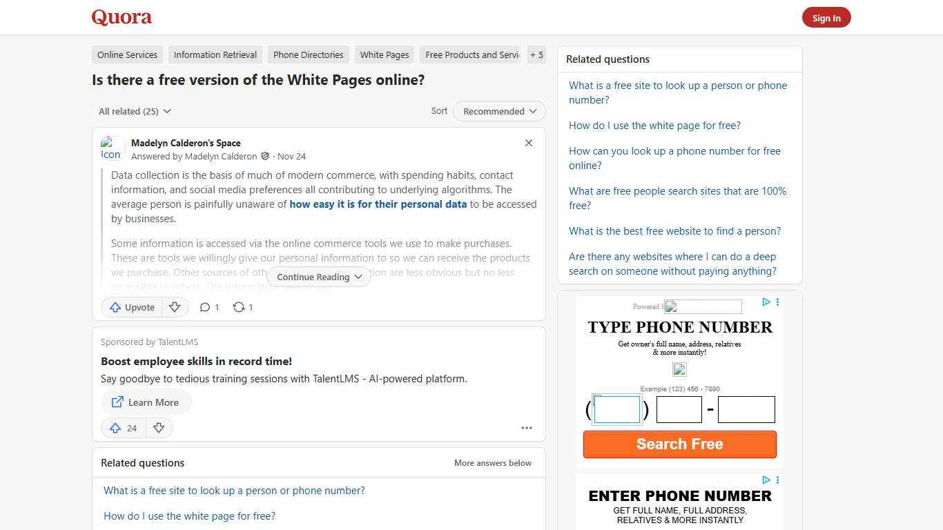 Is there a free version of the White Pages online? - Quora