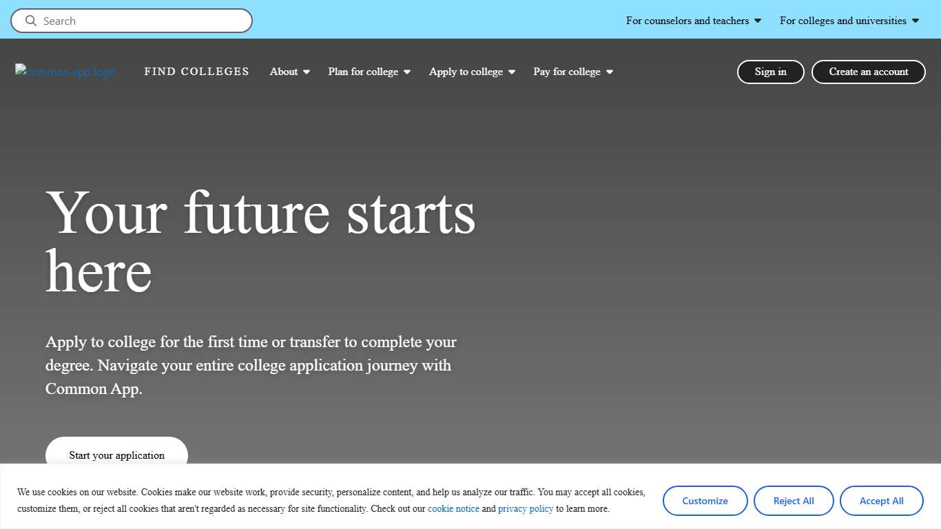 Apply to college with Common App | Your future starts here